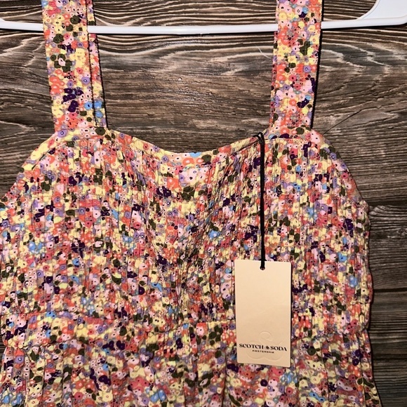NWT Scotch & Soda Smocked Floral Maxi Dress with Pockets - Picture 4 of 10